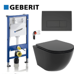 Komplet set GEBERIT vodokotlić + Delta50 crna tipka + ARES Black WC šolja i daska
