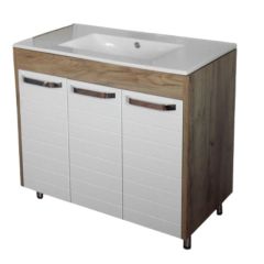 Ormarić DELTA 81 cm podni beli/orah V