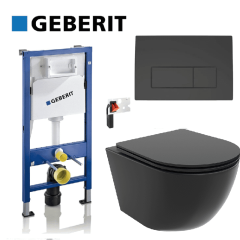 Komplet set GEBERIT vodokotlić + Delta50 crna tipka + ARES Black WC šolja i daska
