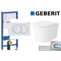 - Komplet set GEBERIT vodokotlić + bela tipka + Cersanit Mito Tornado WC šolja