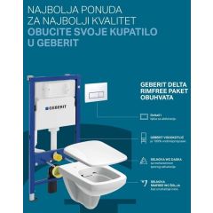 - AKCIJA Geberit Delta50 set sa WC šoljom Selnova Square RIMFREE