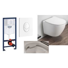 - AKCIJA! Grohe ugradni vodokotlić + beli taster + WC šolja ARES sa daskom