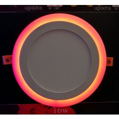 LED panel 12W+4W KRUG ugradna CRVENA
