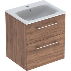 Ormarić GEBERIT Selnova Square 60cm FIOKE + lavabo TAMNI ORAH