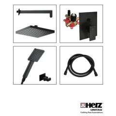 HERZ SQ Black set za tuš kabinu ugradni 7 u 1