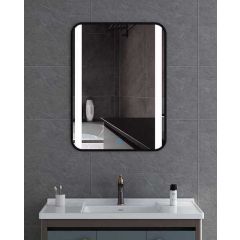 44050 Ogledalo LED Black Frame Round Edge 60x80 cm V