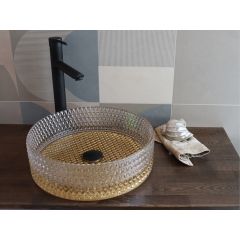COPEN stakleni lavabo zlatno dno fi-40 cm