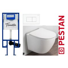 1 PEŠTAN Fluenta Fit KOMPLET set sa tipkom i ARES WC šoljom i daskom