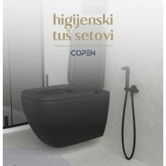 - ARES Square Black konzolna WC šolja + SLIM daska