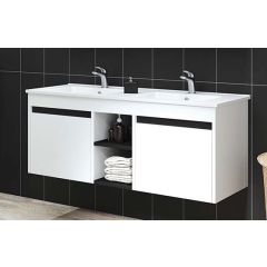 TWIN 120 cm BELI donji ormarić sa duplim lavaboom Č