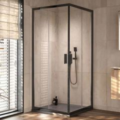 90x90 K VENUS Black crni ram PROVIDNO staklo 6 mm KOLPA